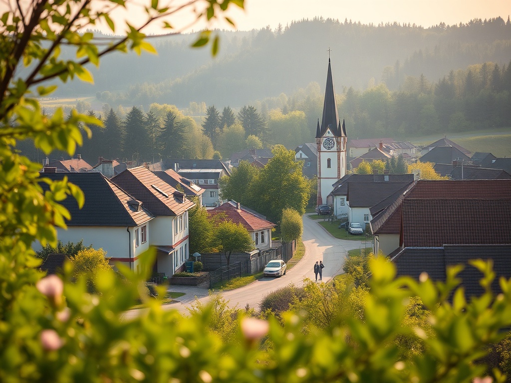 Bocian na gnieździe na dachu tradycyjnego domu w Gozdnicy