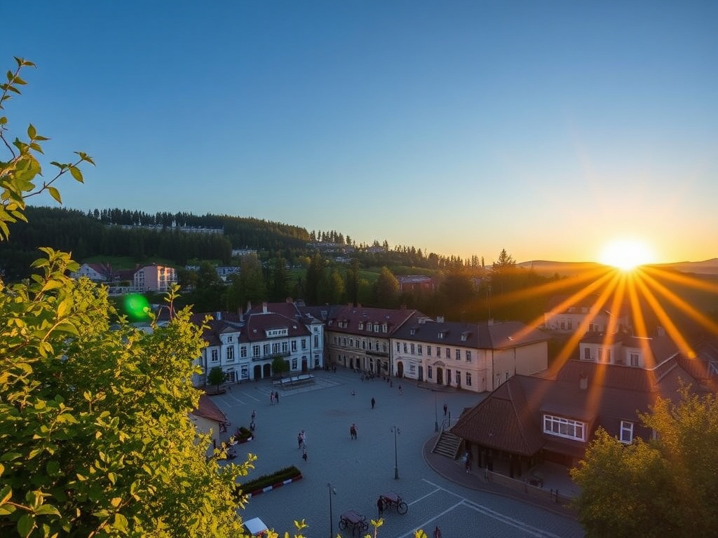 Malowniczy krajobraz leśny w okolicach Gozdnicy z szlakiem turystycznym