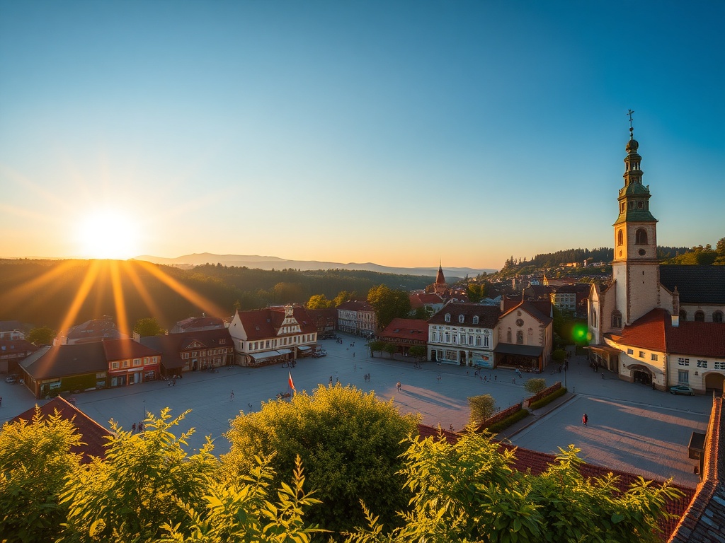 Majówka w Gozdnicy - zielone tereny i ludzie cieszący się długim weekendem na świeżym powietrzu.